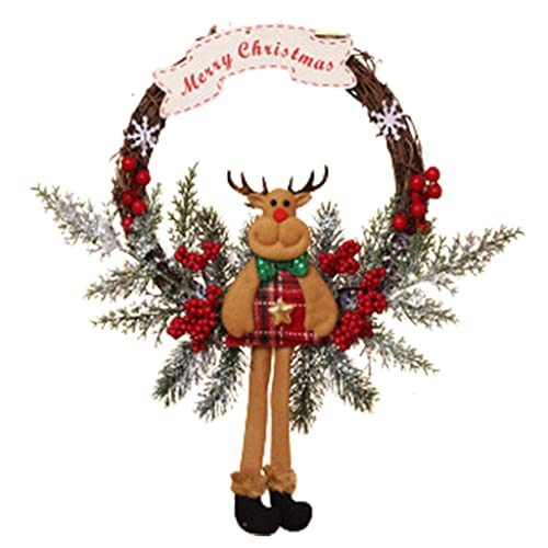 Couronne de Noël en rotin robuste FLXHSA pour porte extérieure durable