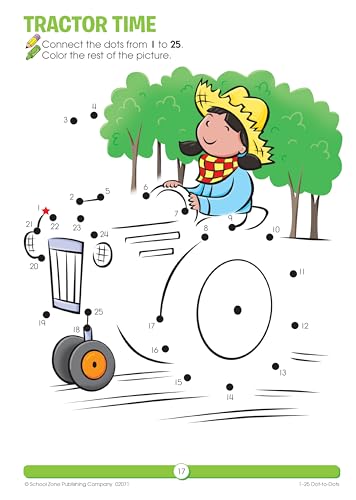 School Zone Numbers 1-25 Dot-to-Dots Workbook: 32 Pages, Preschool, Kindergarten, Connect the Dots, Numerical Order, Counting, Ages 3 to 5 (Get Ready! Book Series)