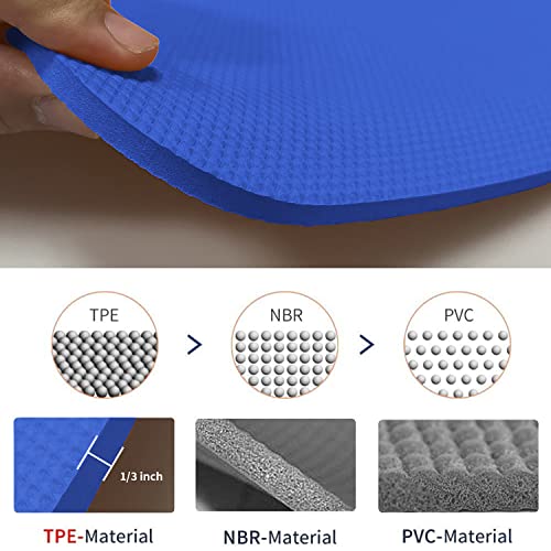 Hatha Yoga Thick Tpe Yoga Mat 72"X 27"X1/3 Inch Non Slip Eco Friendly Exercise Mat For Yoga Pilates & Floor Workouts (Blue) #TOP3