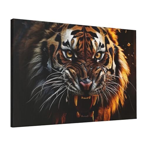 Toile Tigre féroce HD LPSRTWE : réveillez un mur blanc et triste de salon