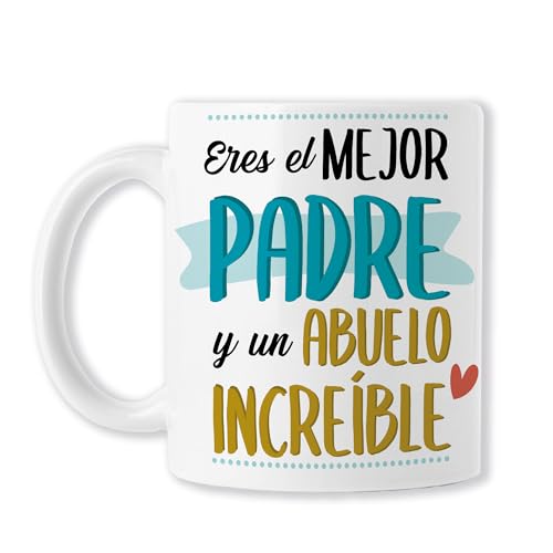 Padres (Eres el mejor padre y un abuelo increíble - Taza para Papá y Abuelo | Diseño Emotivo para el Día del Padre | Especial de Cerámica Resistente | Apto para Microondas y Lavavajillas)