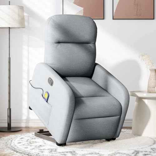 Mimdixy Chaise longue para interiores, sillón de masaje eléctrico con ayuda para levantarse, tela gris claro, silla cómoda