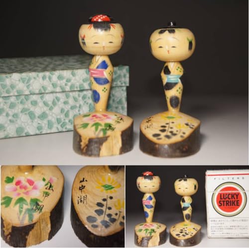 昭和レトロ 山中湖 こけし 2体セット デットストック 箱付 お土産 郷土人形 郷土玩具 民芸 伝統工芸 日本人形 置物 コレクション