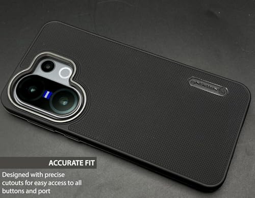 Image of Back Cover Case Compatible for Vivo X200 FE 5G (Textured Grip Design | Camera Protetion | Slim and Light Weight | Soft Touch and Feel | Black)
