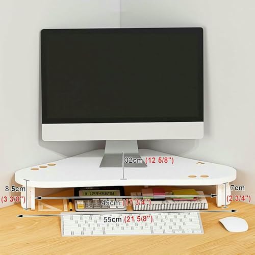 Support d'écran d'angle triangulaire pour bureau avec passe-câbles