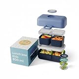monbento - MB Tresor Infinity Fiambrera infantil Azul - Lonchera para niños 3 Compartimientos - Caja merienda - Bento box sin BPA - segura y duradera