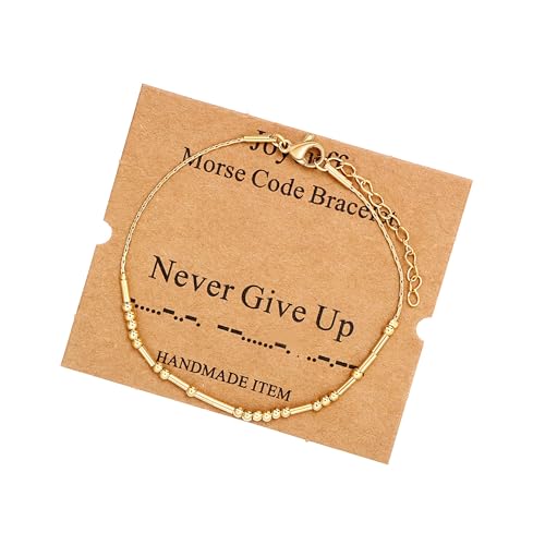 Image of JoycuFF Inspirational Morse Code Bracelets for Women Silver Beads Jewelry Encouragement Mantra Gifts for Her