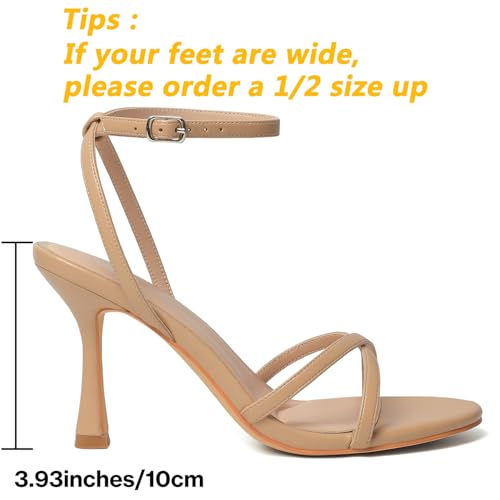 Image of Mostrin Strappy Heels for Women Ankle Strap Heels Women's Heeled Sandals for Party Prom Wedding