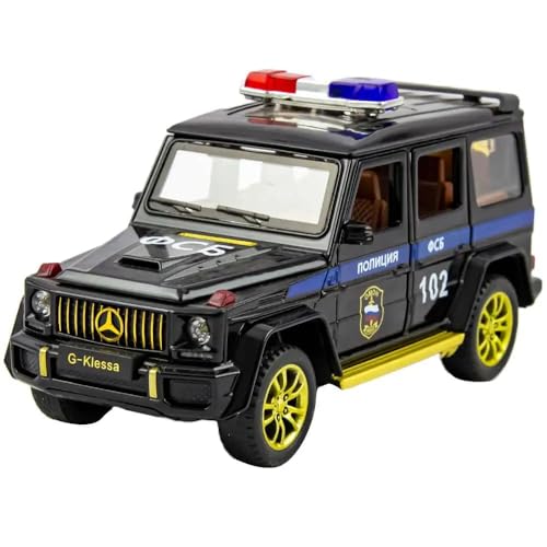 Image of Police G Wagon 1:24 Model Car with Box, Zinc Alloy Pull Back Toy car with Sound and Light for Kids Boy Girl Gift [Colors as Per Stock]