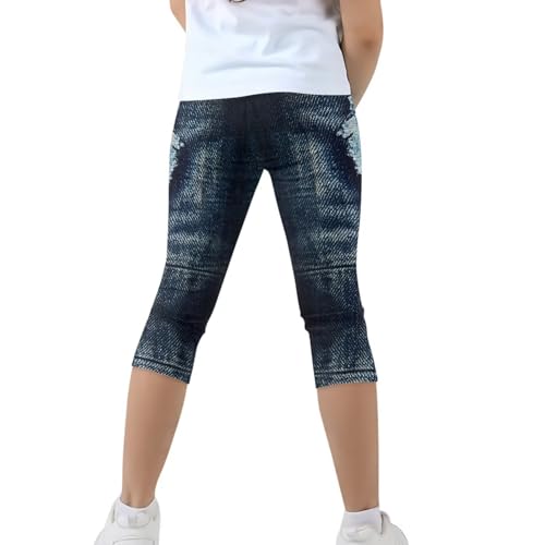 Renewold Calça legging feminina capri para ioga e dança, Gato jeans fofo estiloso, 8-9 Anos