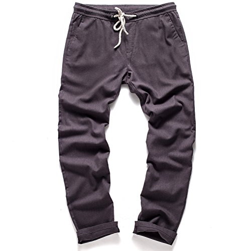 Pantaloni Casual Lino Uomo, Regular Fit, Pantaloni...