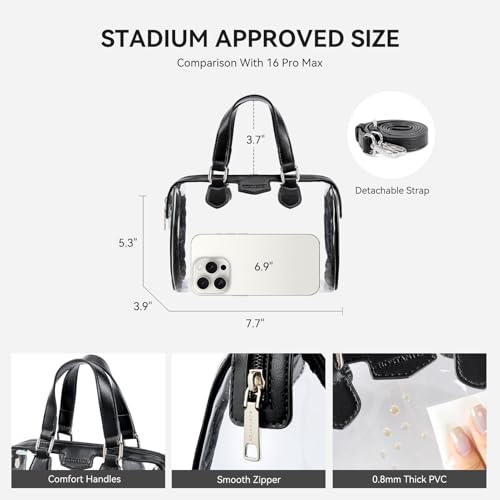 BOSTANTEN Clear Bag for Stadium Approved Top Handle Crossbody Purses Barrel Handbag for Events, Concerts, Travel, Daily Use4