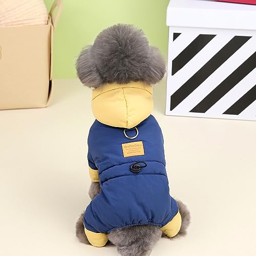 Izefia Hundemantel Winddichte Jacke Kalter Wettermantel 4-Beine Warmer Jumpsuit Winter Dicker Mantel Schneefeste Kleidung Baumwolle Hundemantel für Kleine Hund Mittlere Katze