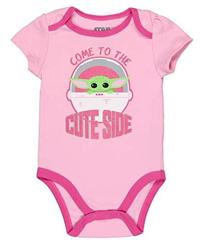 Star Wars Infant Baby Girls Come To The Cute Side Grogu Baby Yoda One Piece Pajama Romper 3 Pack3