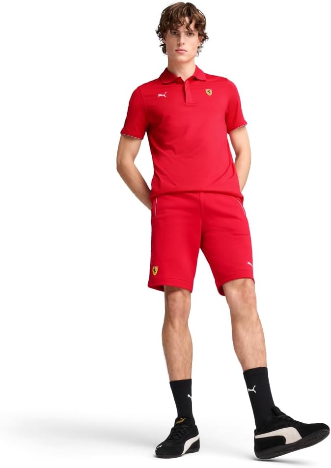 PUMA Men's Standard Scuderia Ferrari Race Fleece 10" Shorts, Rosso Corsa SS25, Small - Image 3