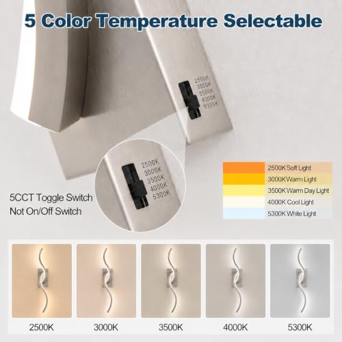 Image of Modern Wall Sconce Set of 2, 31.5 Inch 5CCT Dimmable LED Vanity Light Fixture, Satin Nickel Hardwired 2500K-5300K Wall Lamp, Indoor Bathroom Light Over Mirror for Bedroom Living Room Hallway