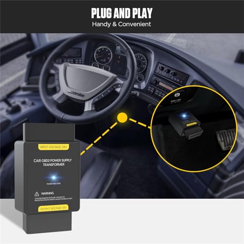 Image of 24V to 12V OBD2 Voltage Converter, 16-Pin Truck Scan Tool Adapter