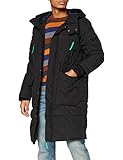 Lange Daunenjacke mit Kapuze United Colors of Benetton Herren Giaccone Daunenmantel, Nero 100, M