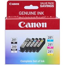 Canon PGI-280XL/CLI-281 5 Color Pack Compatible to TR8520, TR7520, TS9120 Series,TS8120 Series, TS6120 Series