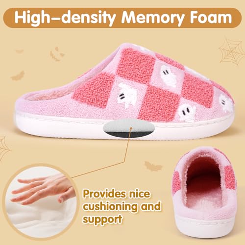 Halloween Slippers for Women Men, Halloween Pumpkin Slippers, Soft Plush Spooky Slipper, Cute Cartoon Cozy House Slipper, Fuzzy Winter Holiday Shoes, Halloweens Christmas Gifts3