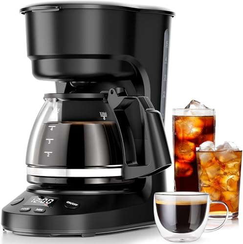 Image of Kismile 5-Cup Drip Coffee Machine with LED Display, Small Coffee Maker with Anti-Drip, Timer, Auto Shut-Off, Dry-Boil Protection, Removable Funnel, Compact, Ideal for Home & Office