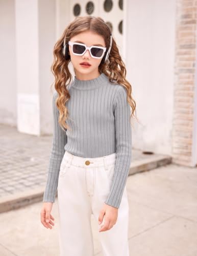 Image of Arshiner Girls Half Turtleneck Long Sleeve Knit Slim Sweater Pullover Tops