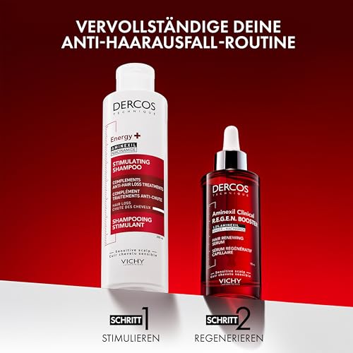 Vichy DERCOS Aminexil Clinical R.E.G.E.N. Booster, Anti-Haarausfall-Serum gegen vorzeitigen Haarverlust, Mit Aminexil, Niacinamid & Ingwer, Regt das Haarwachstum an und stärkt die Haarfollikel, 90 ml