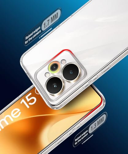 Image of WOW IMAGINE Transparent Back Cover Case for Realme 15 5G | Raised Bumps for Full Device & Camera Protection Shockproof TPU Silicone Back Case Mobile Cover - Transparent