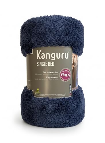 Kanguru Bed,Tagesdecke Fluffy, Fleecedecke für Einzelbett, Extra weich Mikrofaser kuscheldecke, BLAU, 130x230cm, sommerdecke, Kinderzimmer Plaid
