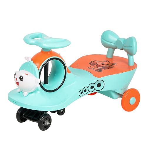 Image of KURB Ride On Swing Car for Kids 1-5 Years| Magic Car with Light & Music | Twister Car with Back Support | with Storage Basket| Comfortable & Durable Seat (Blue)