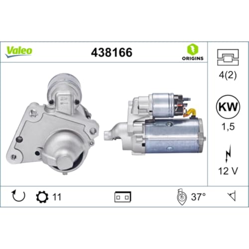 Motor de arranque de 1,5 kW Valeo 438166 sin Stop-Start y giro a la derecha 4