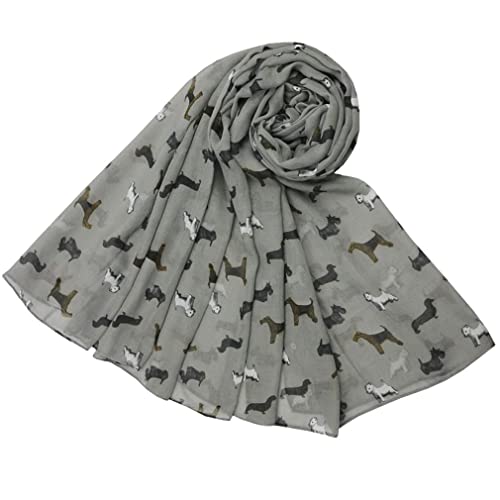 Purple Possum® Westie Dog Scarf Scottie Sausage Dogs Dachshund Wired Fox Terrier Dog Lightweight Wrap (Grey)