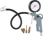 ABAC Pistola Gonfiaggio Pneumatici per Compressore 4 Pezzi G-580, Inclusi Gonfiagomme con Manometro e 3 Punte di Gonfiaggio, Pressione Max 8 Bar