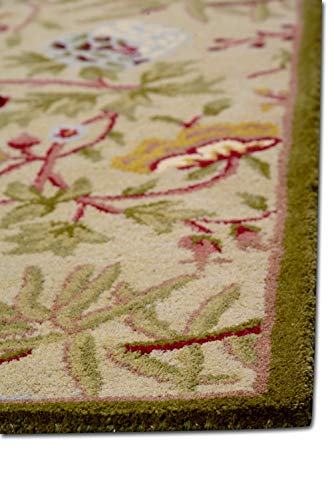 Image of Carpets Runner Rug for Bedroom | Beautiful Modern Interior Floral Carpet for Living Room, Bed Room, Kitchen | Sofa Floor - Handmade Pure Wool - Pista Green - Floral Design (2.5 Feet x 8 Feet)
