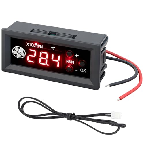 Wxeadu Regulador de Velocidad del Ventilador de 12V DC, 4 Hilos PWM Fan Speed Control Module, DC 12V 3A 4 hilos Ventilador Control con Indicador Digital de Temperatura y Velocidad, Controlador PWM