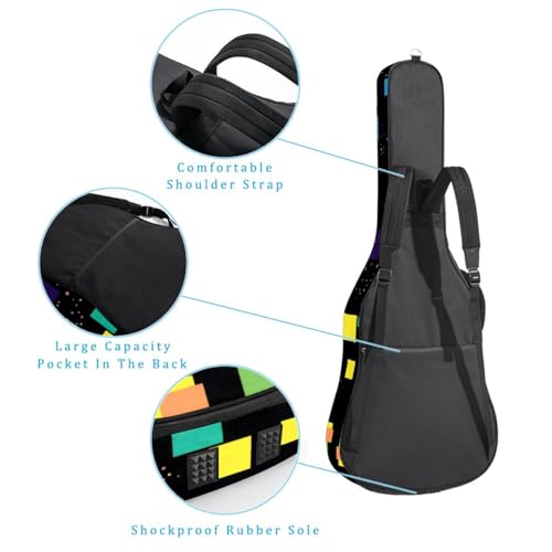 Housse de guitare acoustique multicolore avec protection antichoc géométrique