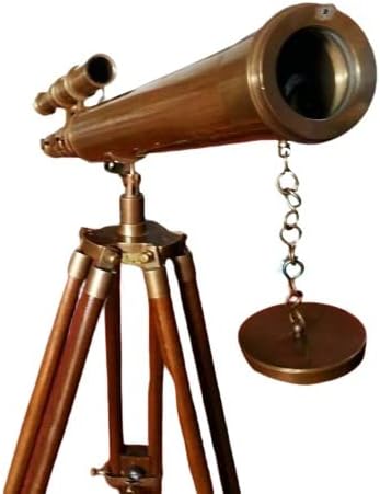18" Antique Wooden Tripod US Navy Marine Collectible Brass Vintage Telescope by Blackperlcrafts
