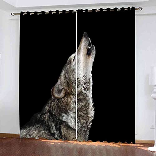 Rideau occultant isolant 100% polyester 3D loup oeillets 140x160 cm - 2