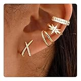 5 Pièces Ear Cuff Femme Faux Piercing Oreille Or Hypoallergénique Réglables Earcuff Boucle Oreille Sans Trou Non Piercing Helix Cartilage Manchette d'Oreille Femme