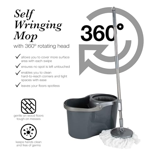 Simplify Self Wringing Mop & Bucket Set | 16 Liter | Extendable Handle | Gentle on Floors - Image 5