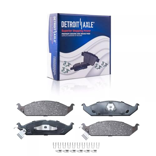 Image of Detroit Axle - Front Brake Kit for 1995-2000 Dodge Stratus Plymouth Breeze Chrysler Cirrus Drilled & Slotted Disc Brake Rotors Ceramic Brakes Pads 1996 1997 1998 1999 Replacement [11.10 inch Rotors]
