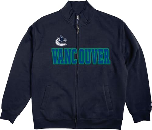 Blue 84 Vancouver Canucks NHL Officially Licensed Full Zip Sweatshirt Twill Embroidery Shield, Small Team Color