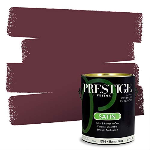PRESTIGE Paints Exterior Paint and Primer In One, 1-Gallon, Satin, Comparable Match of Sherwin Williams* Burgundy*