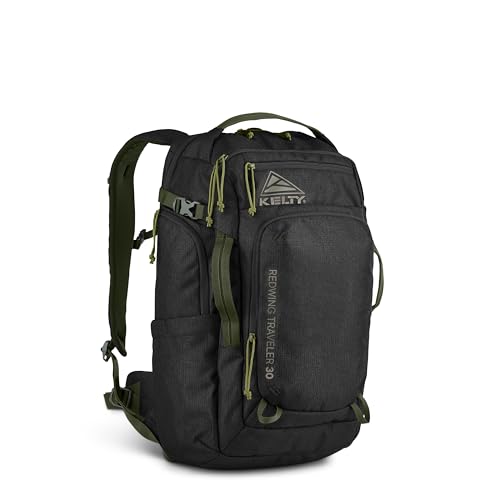 Kelty Redwing Traveler Backpack Travel Pack with Wide U Zip Opening Signature Wing Pockets 30-50L Capacity (30L Black)
