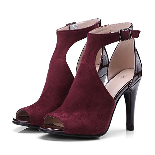 MIOKE Women's Sexy Stiletto High Heel Sandals T-strap Peep Toe Cutout Ankle Strap Party Dress Pump Shoes2