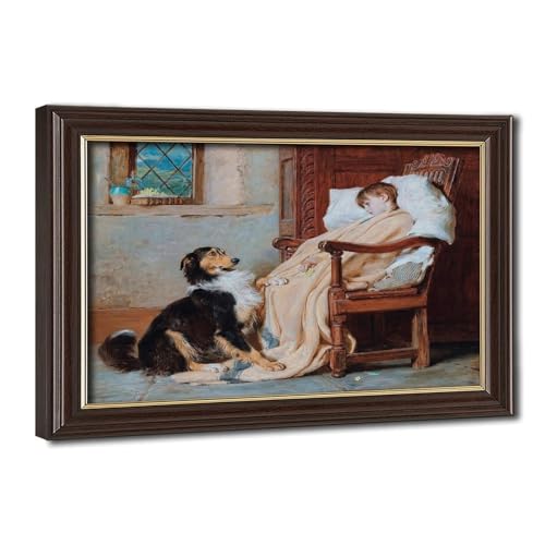 Impression sur toile Old Playfellows de Briton Riviere, cadre suspendu de qualité