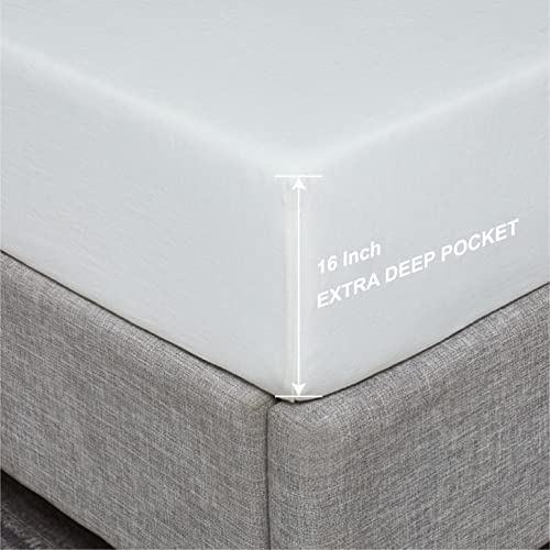 Linen Sheet Queen Size Linen Fitted Sheet 100% French Flax With 16 Inch Deep Pocket Fully-Elasticized Ultra Breathable For Hot Sleepers (Off-White, Queen) #TOP6