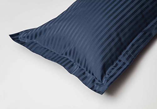 Belledorm Hotel Suite Satin Stripe - 4 PACK Oxford Pillowcases - 540 Thread Count (Navy)