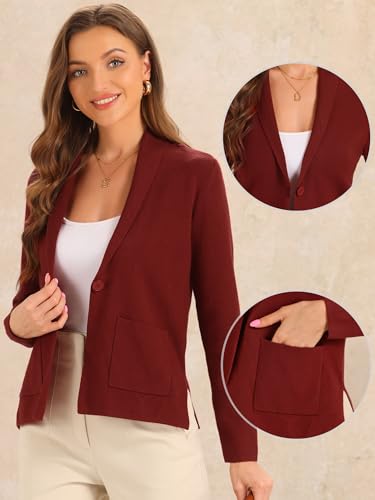 Allegra K Sweater Cardigan for Women's Long Sleeve Button Open Front Knit Cardigans with Pockets2