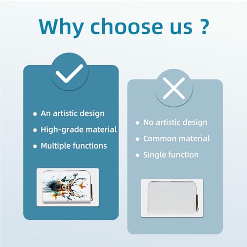 Small Credit Card Case Wallet for Women, RFID Blocking Mini Slim Leather Card Holder Wallet, Pocket Business Card Case with Zipper Card Holder, Watercolor Deer Moth 6